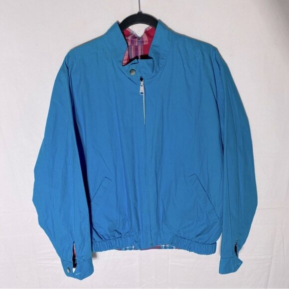 Vintage Reversible Blue Red Plaid Bomber Style Light Jacket L - Picture 12 of 13